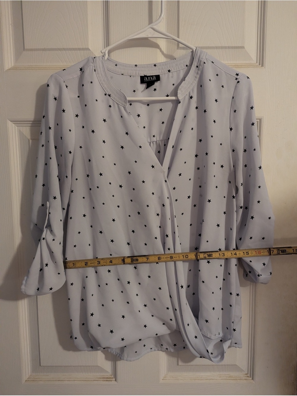 a.n.a White Star-Print Surplice Blouse